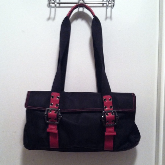 Franco Sarto Black Pink Nylon Shoulder Bag - Picture 1 of 4